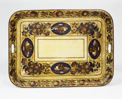 Artist unidentified, “Tray”, Eastern United States, 1800s, Paint on tin, 1 1/4 x 22 1/2 x 30 3/…