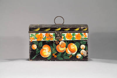 Artist unidentified, “Trunk”, Eastern United States, 19th Century, Paint on tinplate, 6 3/8 x 9…