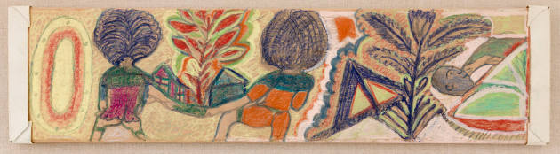 Nellie Mae Rowe, “Untitled (three figures with plants)”, Vinings, Georgia, United States, n.d.,…