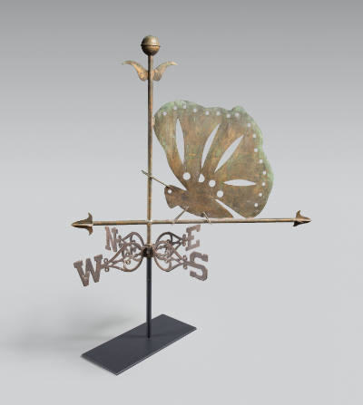 J.W. Fiske Ironworks, “Butterfly Weathervane,” New York City, c.1893, Copper and iron with trac…