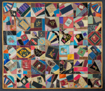 Catherine Miller, (1844–?), “Crazy Quilt,” Troy, New York, Dated 1884 and 1885, Silks and velve…