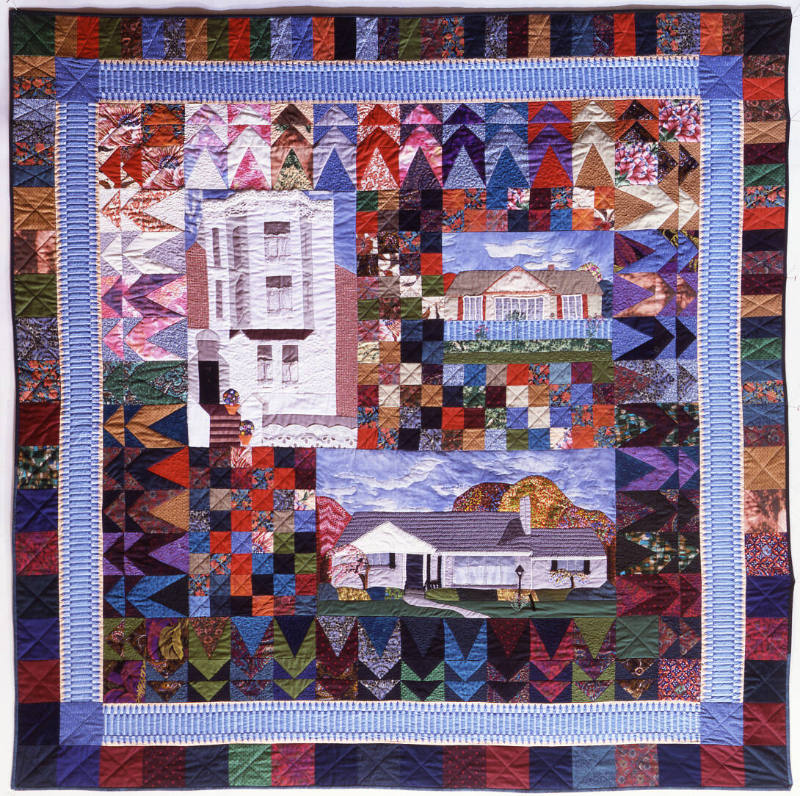 Red Apple Quilters, “Quilter's Dwelling”, Royal Oak, Michigan, 1990, Cotton, cotton blends, sil…