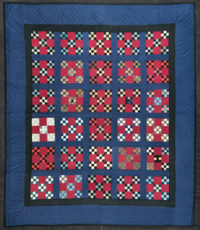 Artist unidentified, “Amish Quilt: Double Nine Patch”, Ohio, 1920s, Cotton, with velvet, 66 x 7…