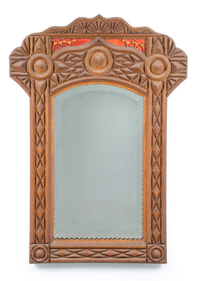 Artist unidentified, “Tramp Art Mirror”, United States, 1880–1920, Wood, 51 x 36 1/2 x 2 in., C…