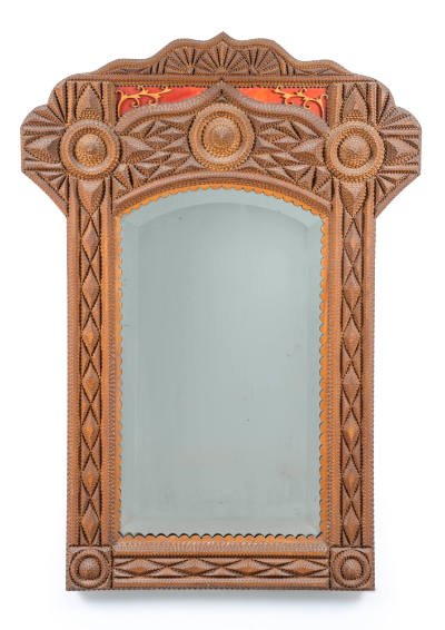 Artist unidentified, “Tramp Art Mirror”, United States, 1880–1920, Wood, 51 x 36 1/2 x 2 in., C…