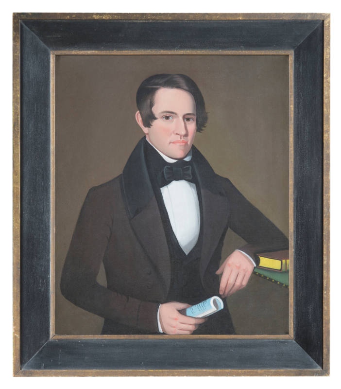 Ammi Phillips, (1788–1865), “George Sunderland”, New York, 1840, Oil on canvas; in original fra…