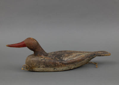 Artist unidentified, “Decoy (duck),” n.d., Paint on wood, rope, 6 x 18 1/2 x 6 in., Collection …