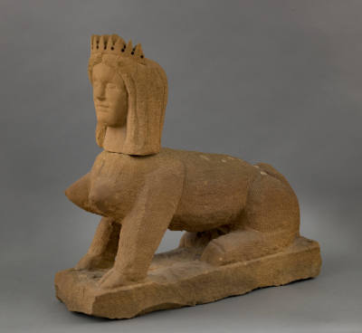 Ernest ”Popeye" Reed, “Untitled (Sphinx),” 20th Century, carved sandstone, 24 × 9 × 24 in., Col…