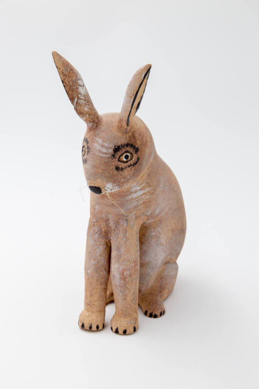 David Alvarez, (1953–2010), “Seated Rabbit,” Santa Fe, New Mexico, 1979, Cottonwood, paint, str…