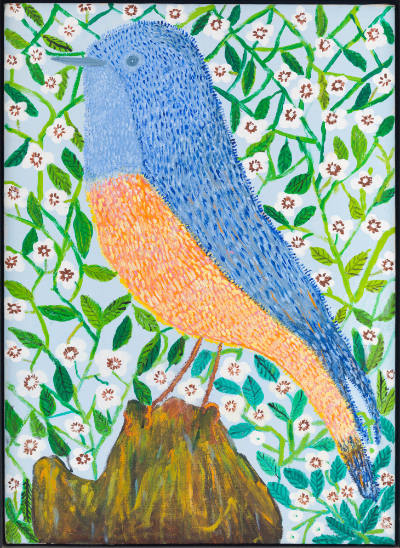 Pauline Simon, (1884–1976), “Blue Bird,” Chicago, Illinois, c. 1970s, Acrylic on canvas, 32 1/4…