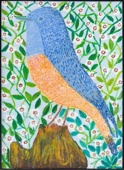 Pauline Simon, (1884–1976), “Blue Bird,” Chicago, Illinois, c. 1970s, Acrylic on canvas, 32 1/4…