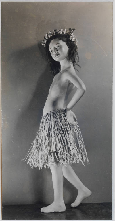 Morton Bartlett, (1909–1993), “Untitled (Figure in a Grass Skirt, Facing Left),” Boston, Massac…