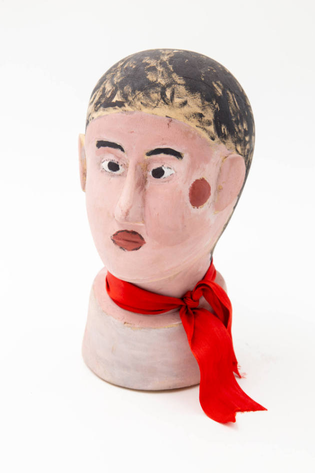 Artist unidentified, “Head of Man with Red Scarf Ex-voto,” Caninde, Ceara, Brazil, c. 1980, Pai…