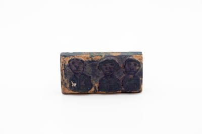 Artist unidentified, “Printing Block (Three Figures),” Northeastern Brazil, 1980, Wood and rubb…
