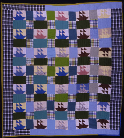 Alean Pearson, (b. 1918), “Sailboats Quilt,” Oxford, Mississippi, 1985, Cotton and wool, 88 1/4…