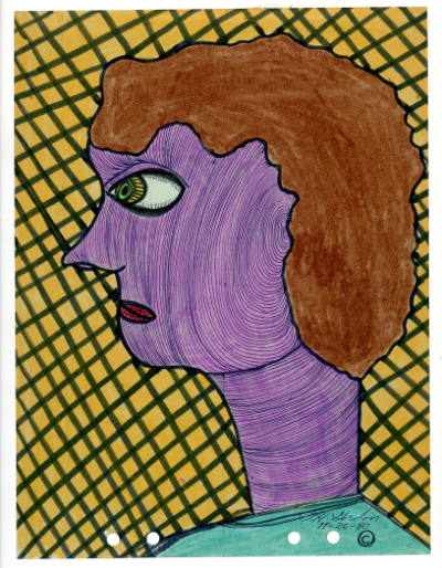 Ted Gordon, “Untitled (Purple Face)”, Laguna Hills, California, 1980, Ink, felt-tip pen, and cr…