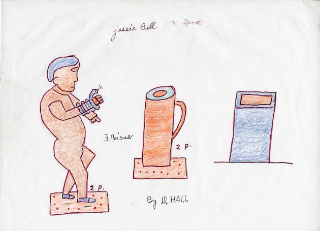 Dilmus Hall, (1896-1987), “Jessie Bell”, Athens, Georgia, n.d., Crayon, colored pencil and ball…