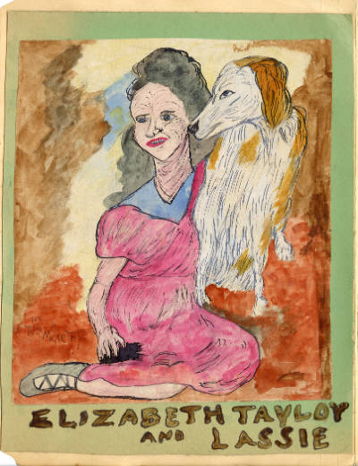 Justin McCarthy (1891–1977), “Elizabeth Taylor & Lassie”, Weatherly, Pennsylvania, n.d., Crayon…