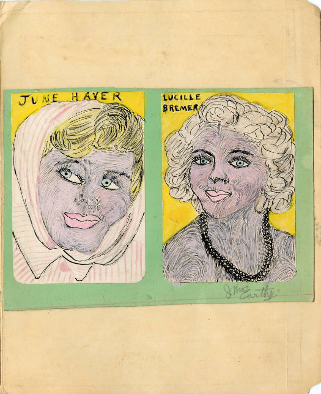 Justin McCarthy, “June Haver/Lucille Bremer”, Weatherly, Pennsylvania, n.d., Ink, paint, crayon…