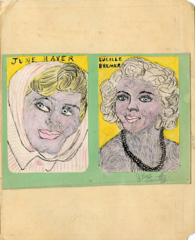 Justin McCarthy, “June Haver/Lucille Bremer”, Weatherly, Pennsylvania, n.d., Ink, paint, crayon…