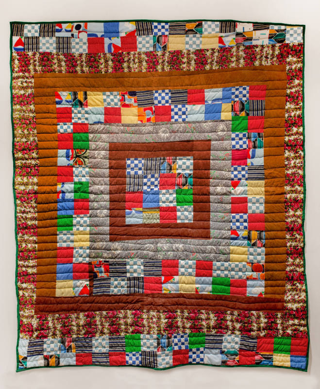 Arlonzia Pettway (1923–2008), “Frames and Squares Quilt”, Gee’s Bend, Alabama, 2003, Cottons an…