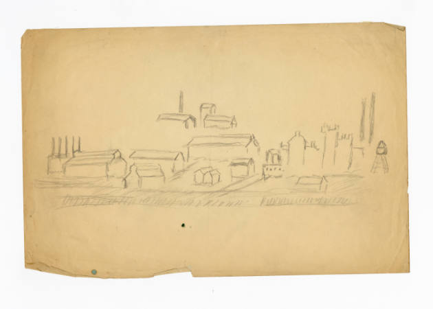 John Kane, (1860–1934), “Two Studies of warehouses”, Pittsburgh, Pennsylvania, n.d., a: Pencil …