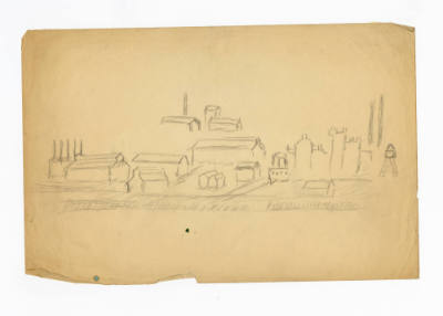 John Kane, (1860–1934), “Two Studies of warehouses”, Pittsburgh, Pennsylvania, n.d., a: Pencil …