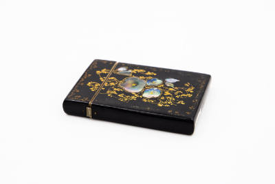 Artist unidentified, “Card Case”, London, England, c. 1850, Paint, gold leaf, and mother-of-pea…