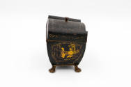 Artist unidentified, “Tea Caddy”, England, c. 1830, Paint on metal, brass, 4 3/4 x 5 1/8 x 3 1/…