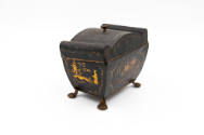 Artist unidentified, “Tea Caddy”, England, c. 1830, Paint on metal, brass, 4 3/4 x 5 1/8 x 3 1/…