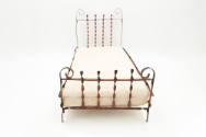 Artist unidentified, “Doll Bed”, United States, n.d., Metal with cotton mattress, 10 1/2 × 8 3/…