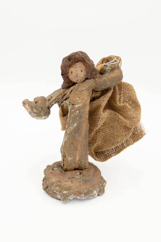 Annie Hooper, “Untitled, figure with burlap sack”, Buxton, North Carolina, n.d., Driftwood, cem…