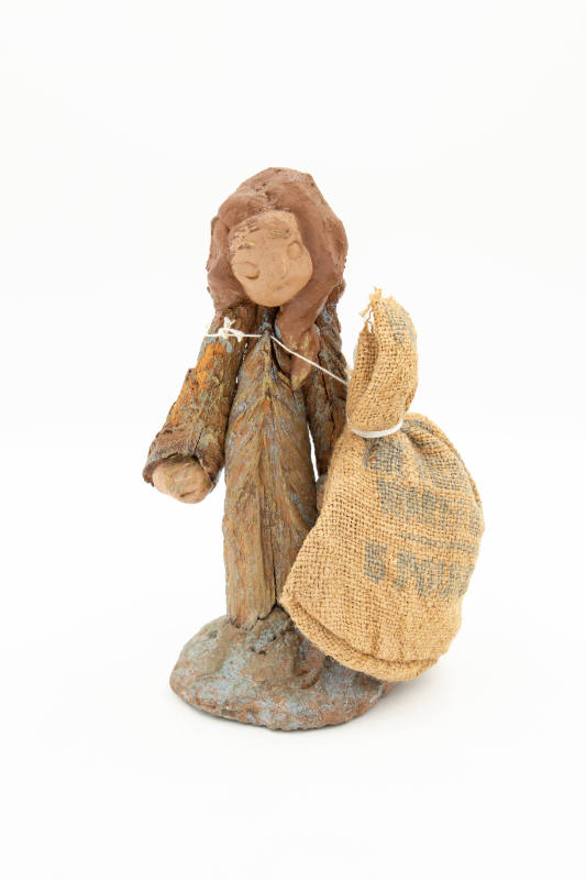 Annie Hooper, “Untitled, figure with burlap sack”, Buxton, North Carolina, n.d., Driftwood, cem…