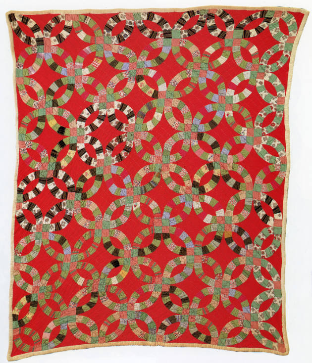 Jessie Reynolds, “Double Wedding Ring Quilt,” Delray Beach, Florida, 1935 - 1945, Cotton, 68 1/…