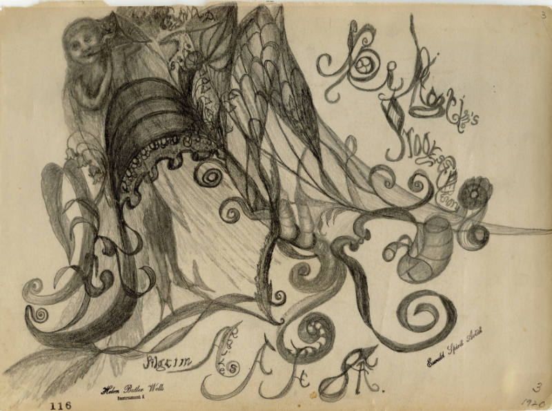 Helen Butler Wells, (1854–1940), “Automatic Drawing #116 by Esward Spirit Artist, Instrument 1 …
