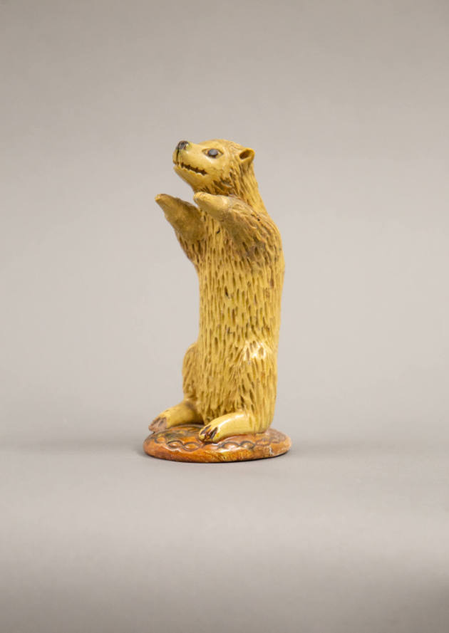 Artist unidentified, “Bear sculpture”, United States, 1870, Glazed redware, 5 3/4 × 2 3/8 × 2 3…