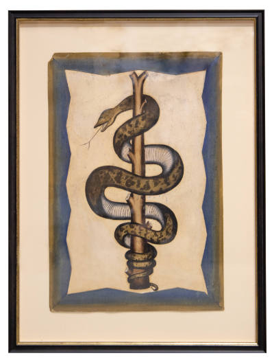 Artist unidentified, “Snake,” United States, 1890–1925, Paint on cardboard, 18 1/2 × 12 1/2 in.…