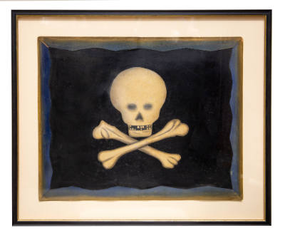 Artist unidentified, “Skull and Crossbones,” United States, 1890–1925, Paint on cardboard, 23 ×…