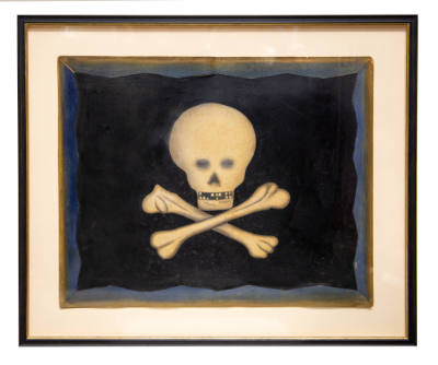 Artist unidentified, “Skull and Crossbones,” United States, 1890–1925, Paint on cardboard, 23 ×…