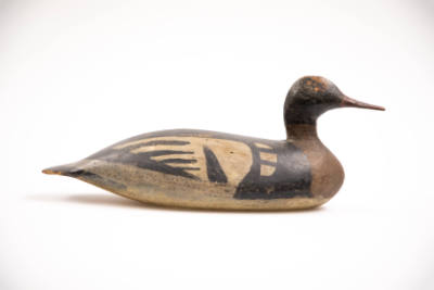 Artist unidentified, “Merganser Drake”, Maine, c. 1910, Paint on wood, 17 × 7 in., Collection A…