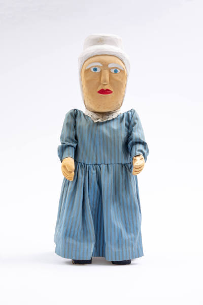 Velma Webb, “Female Figure,” Kentucky, 20th Century, Carved and painted wood with cloth, 21 3/4…