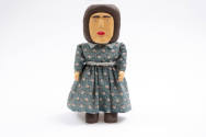 Judy Webb, “Female Figure,” Kentucky, 20th Century, Paint on carved wood with cloth, 16 × 7 1/2…