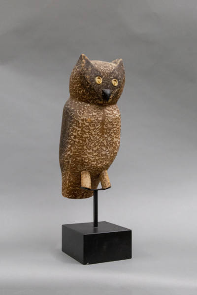 Artist unidentified, “Owl”, Winnebago County, Wisconsin, 1920, Wood with corncob feather graini…