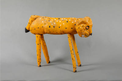 Artist unidentified, “Leopard”, Brasil, n.d., Paint on wood, 27 × 34 × 12 in., Collection of th…