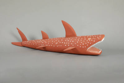 Artist unidentified, “Shark”, Australia, n.d., Paint on wood, 16 × 50 × 16 in., Collection of t…
