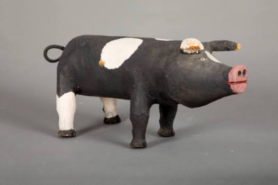 Felipe Benito Archuleta, (1910–1991), “Baby Boar”, Tesuque, New Mexico, 1977, Paint on wood wit…