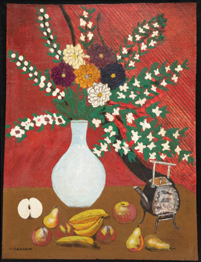  Joseph Garlock, “Still Life with Fruit and Oriental Tea Pot”, Woodstock, New York or Bloomfiel…