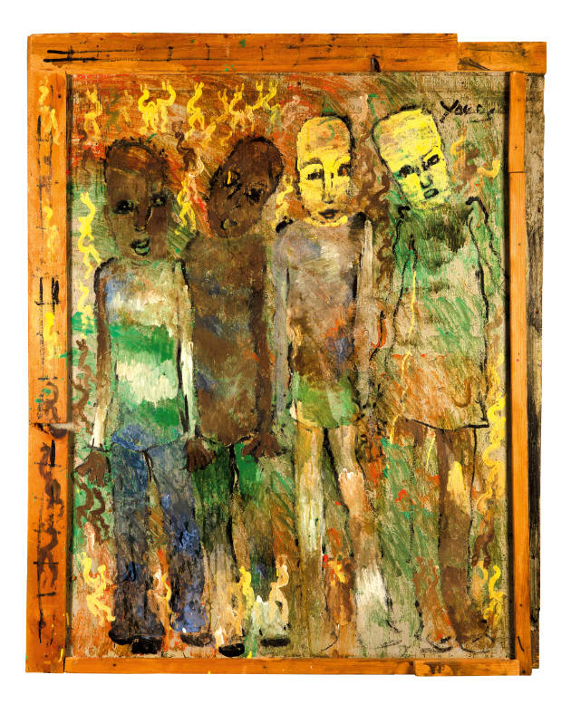 Purvis Young, “Untitled”, Overtown, Miami, Florida, n.d., Oil and wood on plywood, 60 x 48 in.,…
