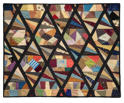 Artist unidentified, “Crazy Pillowsham Quilt”, United States, c. 1880, Silks, 22.5 x 27.5 in., …