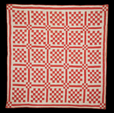 Artist unidentified, “Checkerboard Quilt”, United States, c. 1880, Wool, Cotton, 45 x 45 in., C…